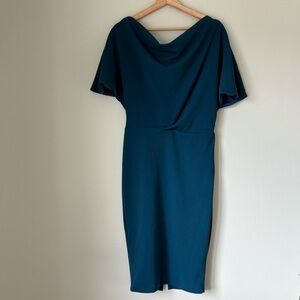 Blue Alexa Admor Midi Dress with Cowl Neckline